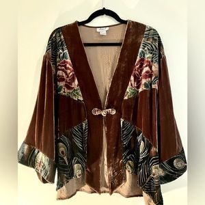 Aria.A Velvet beaded peacock jacket / top XL